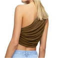 thumbnail image 4 of asdoklhq Blouses for Women Clearance $5,Women's Solid Casual One Shoulder Slim Fit Vest, 4 of 8