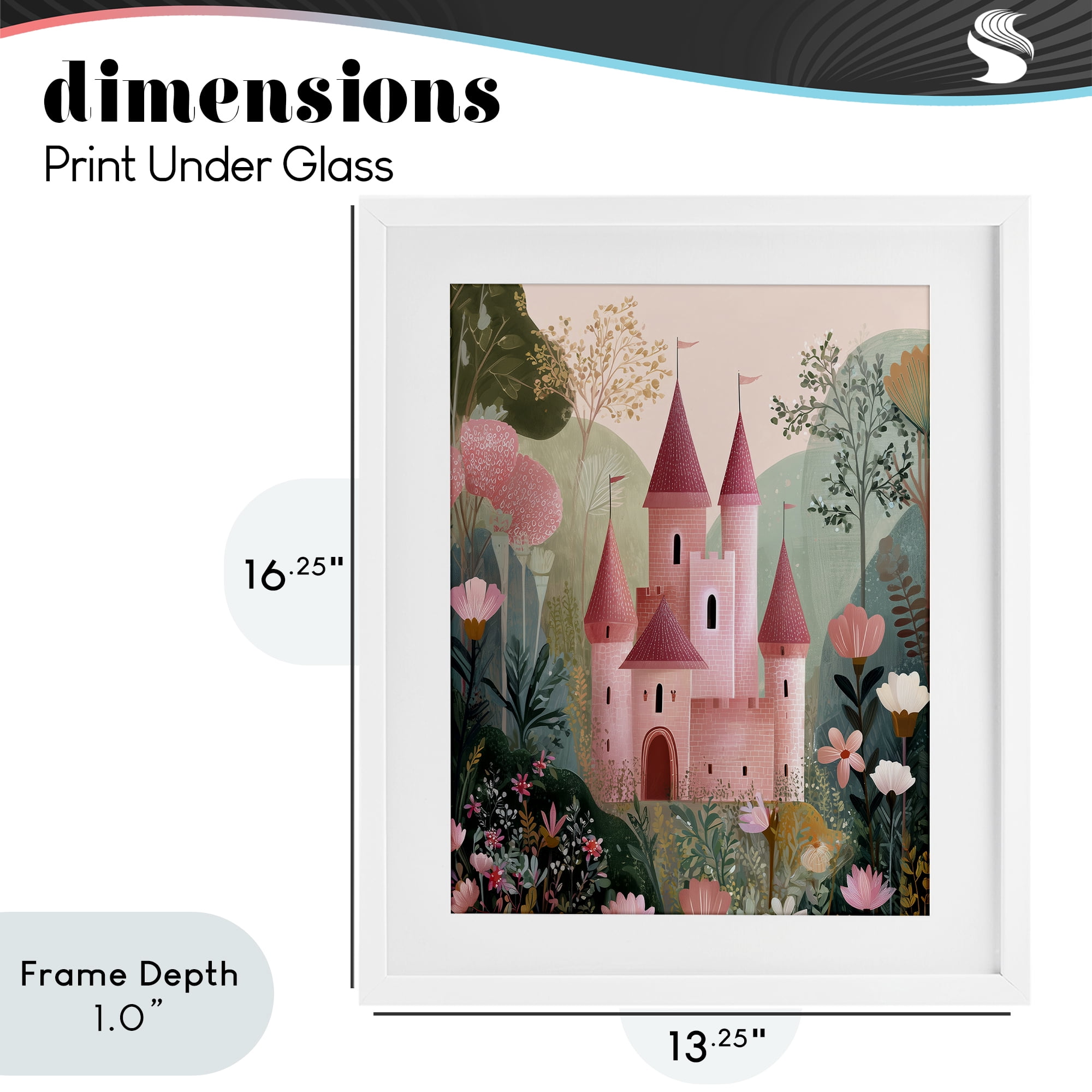 Stupell Industries Castle For A Princess White Framed Print Under Glass, design by Christine Simpson Art