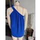 thumbnail image 3 of Estrela Blusa de verano sin mangas plisada con cordones y lazo en la parte superior de un solo hombro para mujer para uso diario Azul oscuro M, 3 of 4