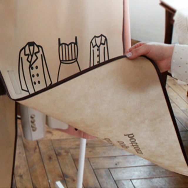Clothing Dust Cover Clothes Dust Cover Nonwoven Dust Prevention Waterproof Transparent Window Design Hanging Garment Protectors Beige