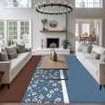 thumbnail image 5 of Rectangle Rug 6x9ft Area Rug, Watercolor Spring Floral Pattern Area Rugs for Living Room Bedroom, Blue Brown Stitching Art Floor Mat Non-Slip Non-Shedding Carpet Indoor Accent Rugs, 5 of 9