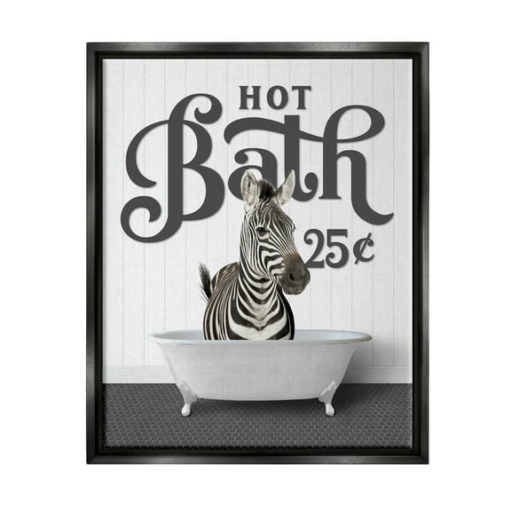 Stupell Industries Hot Bath Vintage Animal Animals & Insects Painting Black Floater Framed Art Print Wall Art, 17 x 21