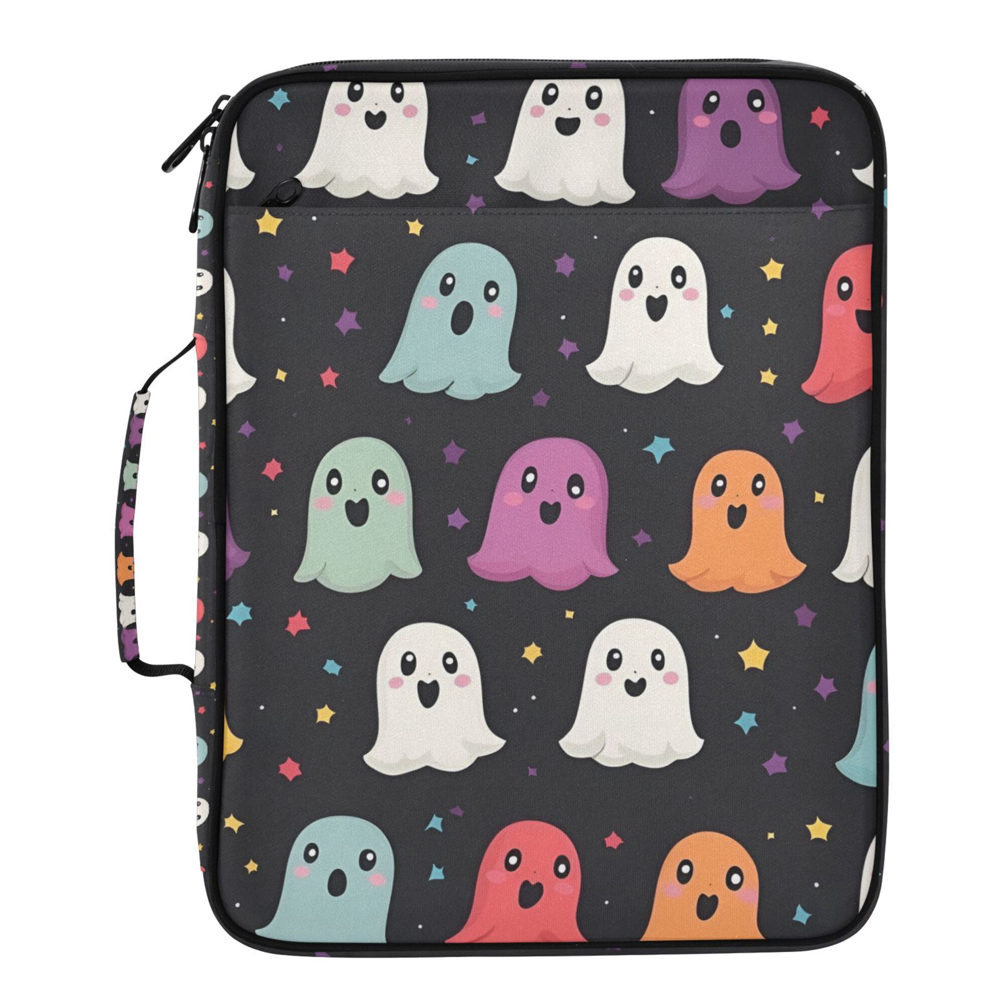 FORMRS Accordion File Folder A4 Size 7-Pocket Expanding Document Organizer Bag with 3 Ring Binder, Colorful Halloween Ghost