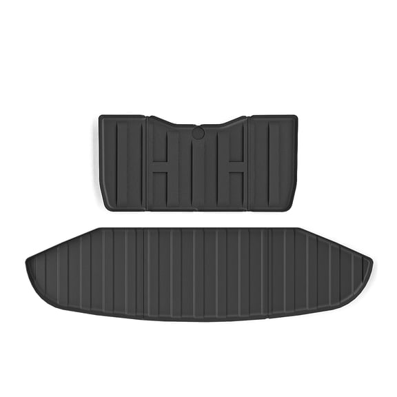 Ikon Motorsports TPE Storage Mat   Rear Bed Lower Mats Compatible with 2023-2024 Tesla Cybertruck Custom Fit All Weather Heavy Duty 3D Molded Cargo Frunk Tray Mats Protector Liners 2PCS Black