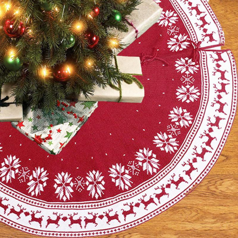 Winter New Year House Party Decoration Supplies Green Snowflake Stripes Xmas Tree Skirt Christmas Decorations