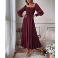 thumbnail image 1 of Vestido largo con cuello cuadrado,Vestido largo de mujer Vestido largo cuadrado de manga larga Vestido largo con cuello cuadrado Vestido largo de manga larga diseñado a medida, 1 of 4