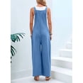 thumbnail image 6 of Women'S Bib Overalls Casual Loose Fit Jumper Adjustable Strap Wide Leg Jumpsuits with Pockets Light Blue S, 6 of 7