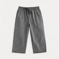 thumbnail image 4 of Girls' Capri Pants Wide Leg Drawstring Kids Summer Lightweight Cropped Sweatpants Pockets Kids Gingham Pants Plaid Leggings, 4 of 8