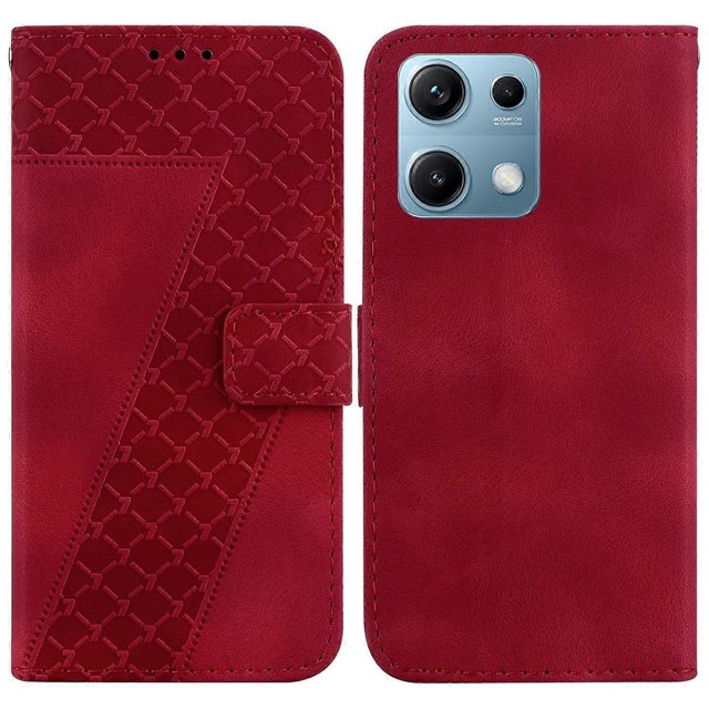For Xiaomi Redmi Note 14S 4G Stand Case 7-Shaped Pattern Imprint Leather Phone Cover - Green