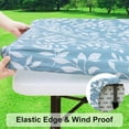 thumbnail image 2 of decorUhome Rectangle Waterproof Fitted Tablecloth for 30"x 48" Tables, Elastic Plastic Flannel Backed Table Cover for Dinner, Outdoor, Picnic, Blue Leaves, 2 of 8