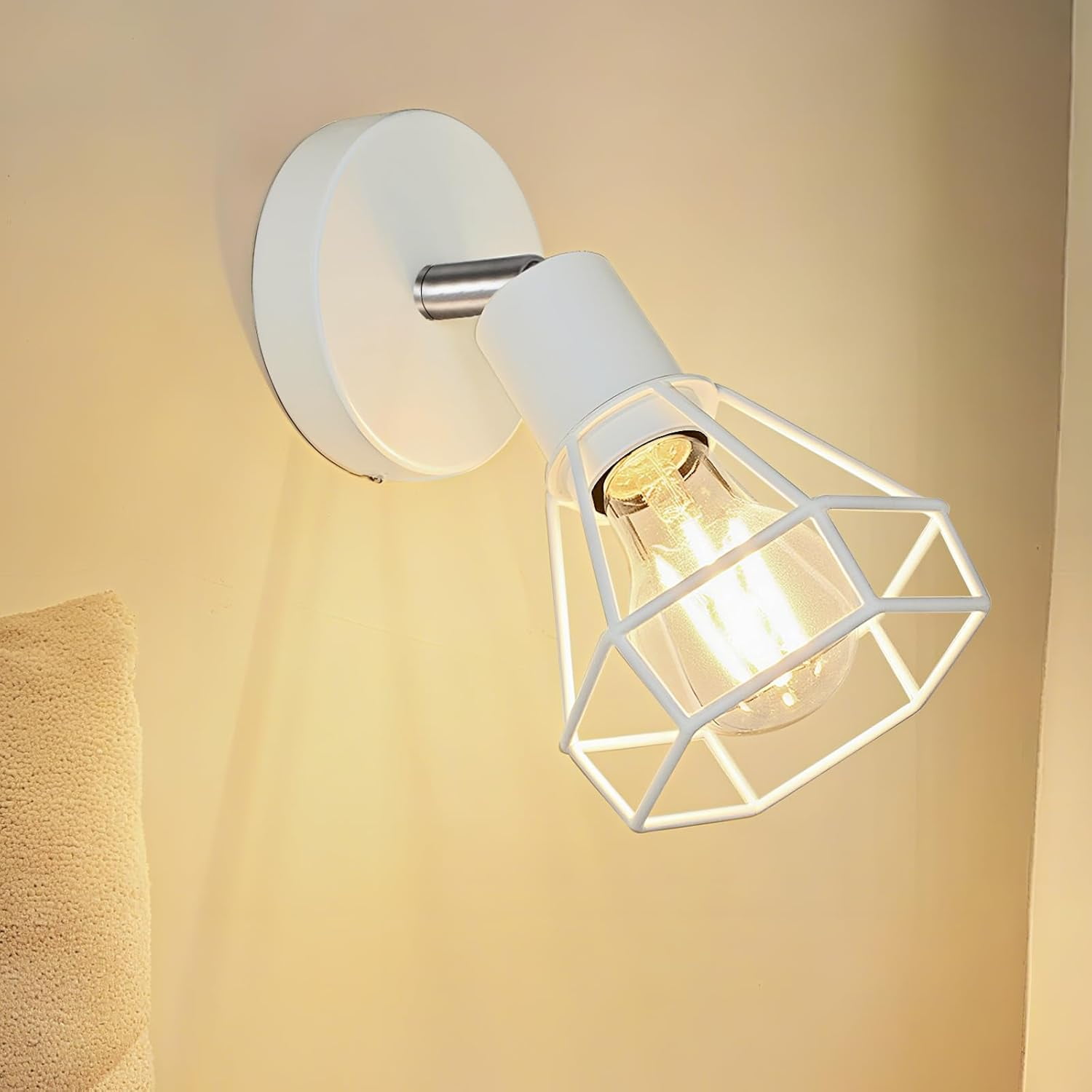 RGHJAR-1-Light Ceiling Track Lighting Fixture, Modern White Track Spot Light, Adjustable LED Spotlight Indoor for Kitchen, Bedside, E26 Base (Bulb Not Included)