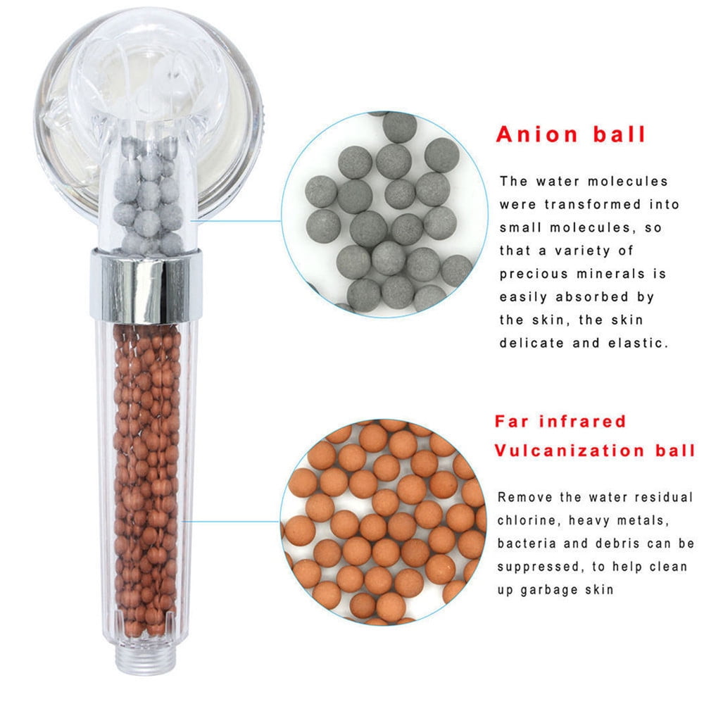 Bath Shower Head High Pressure Boosting Water Saving Filter Balls Beads