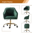 thumbnail image 6 of Velvet Office Desk Chair Rolling Vanity Armchair Swivel Adjustable Adult Green, 6 of 11