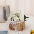 thumbnail image 4 of Flower Girl Basket with Pearl Handle Wedding Flower Basket Cute Rattan Wicker Basket with White Ribbon Wicker Storage Basket Decorative Baskets for Home Decor, 4 of 8