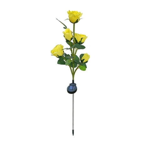 

HANUUAZ Garden Tools Outdoor Solar Flower Lights Solar Rose Lights Solar Lights Outdoor Decorative with 5 Rose Flowers Suitable for Garden Courtyard Backyard Decoration Water Proof （Yellow） (Yellow)