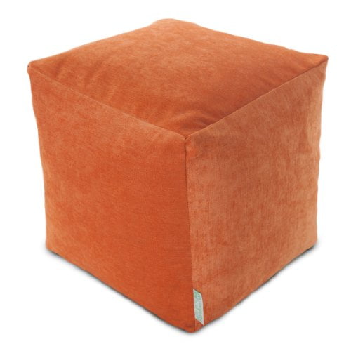Majestic Home Goods Orange Villa Indoor Bean Bag Pouf Cube 17" L x 17" L x 17" H