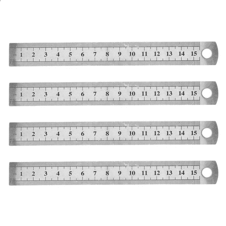 4pcs 15cm 6 Inch Stainless Metal Ruler Measuring Tool