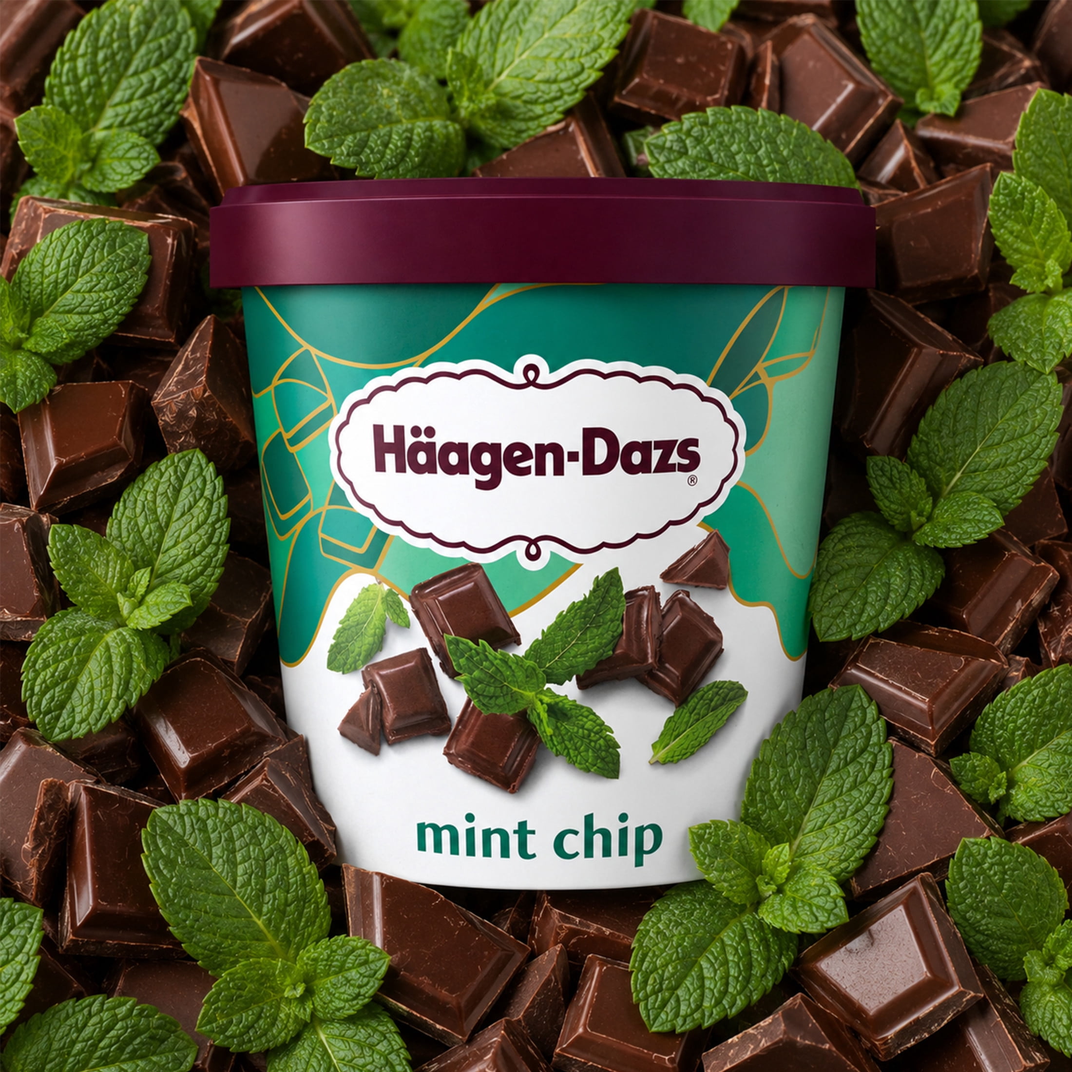 Haagen Dazs Mint Chip Ice Cream, Gluten Free, Kosher, 14 oz