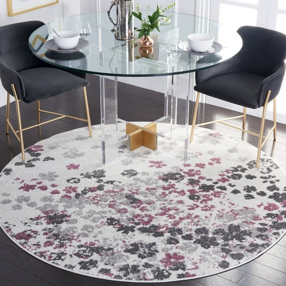 SAFAVIEH Adirondack Jermaine Floral Area Rug, Ivory/Purple, 6' x 6' Round