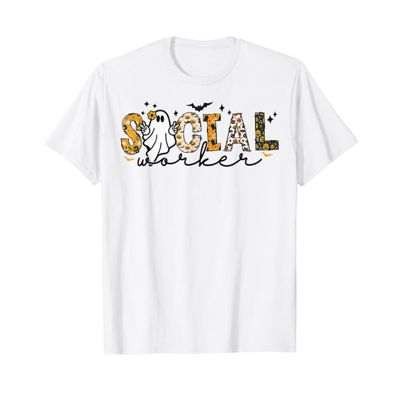 Funny Social Worker Ghost Spooky Season Halloween Costume T-Shirt