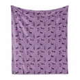 thumbnail image 1 of Teen Room Soft Flannel Fleece Throw Blanket, Little Kittens Pattern with Heart Caricature Funny Cat Cartoon, Cozy Plush for Indoor and Outdoor Use, 60" x 80", Violet Pink Black, by Ambesonne, 1 of 6