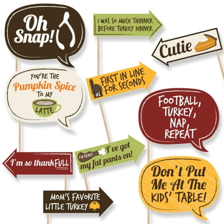 Funny Turkey Day - Thanksgiving Photo Booth Props - 10 Count
