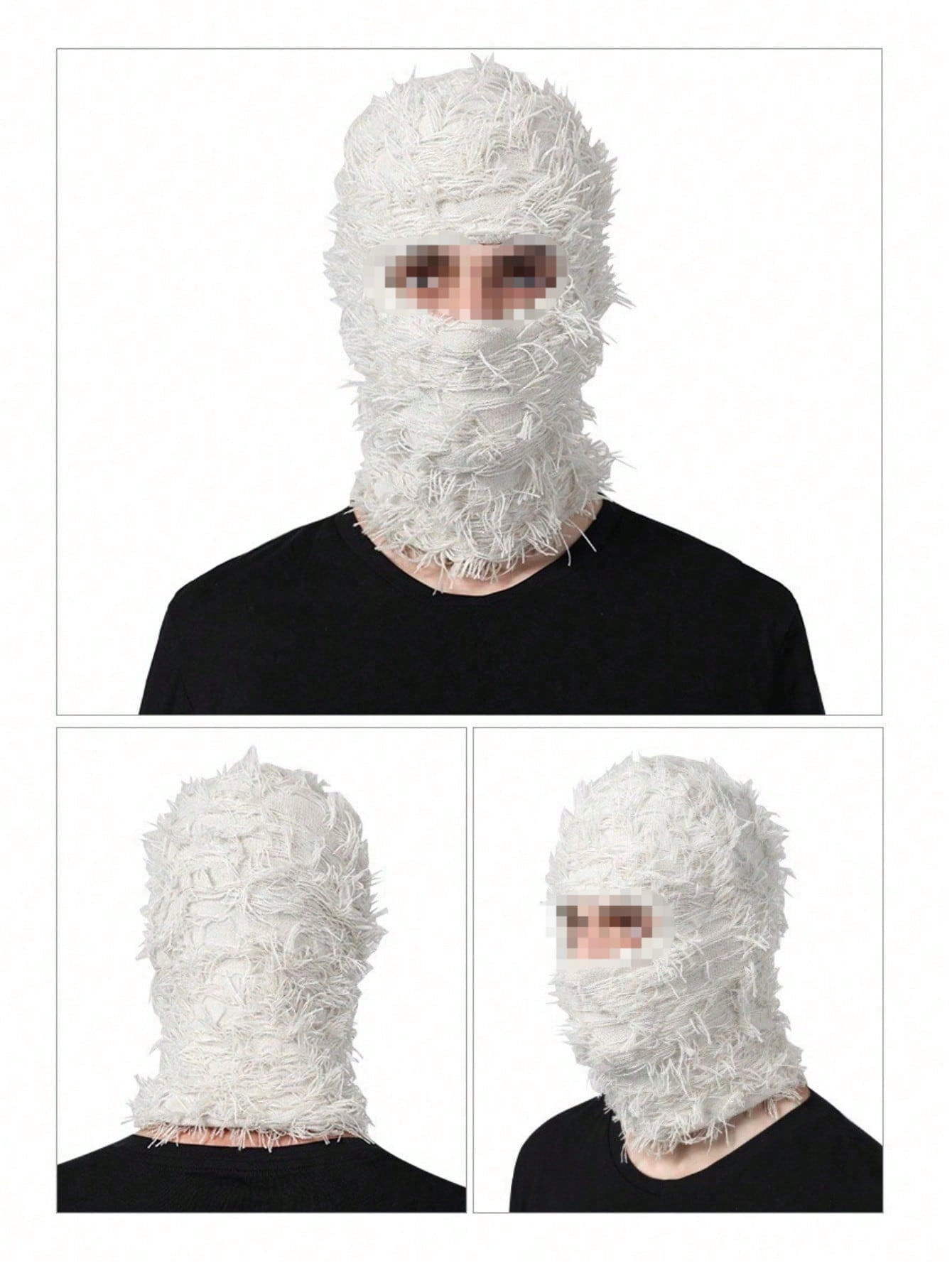 Distressed Fuzzy Balaclava Ski Mask, Multicolor, 1 Pack