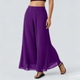 thumbnail image 2 of Gaukiv Womens Chiffon Wide Leg Pants Flowy Sheer Overlay Casual Trousers Purple M, 2 of 6