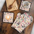 thumbnail image 5 of Pug Dogs with Flowers Kitchen Oven Mitt and Pot Holder Sets 4 Pcs for Baking, Cooking and Grilling, Heat Resistant Up To 392 °F, 5 of 7