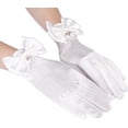 thumbnail image 2 of PIKADINGNIS Women Bridal Wedding Gloves Satin Short Opera Gloves Pearl Wrist Banquet Dress Gloves Fancy Party Floral Gloves, 2 of 6