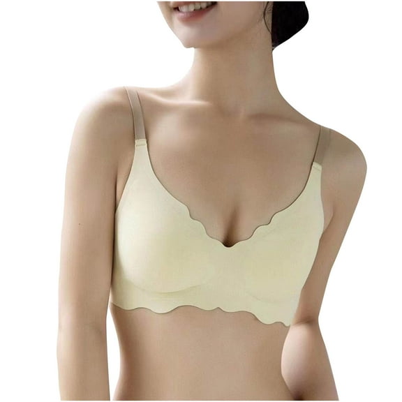 Penkiiy Women Bras Women's Bra Soild Wire Free Underwear One-Piece Bra Everyday Underwear Yellow Bras