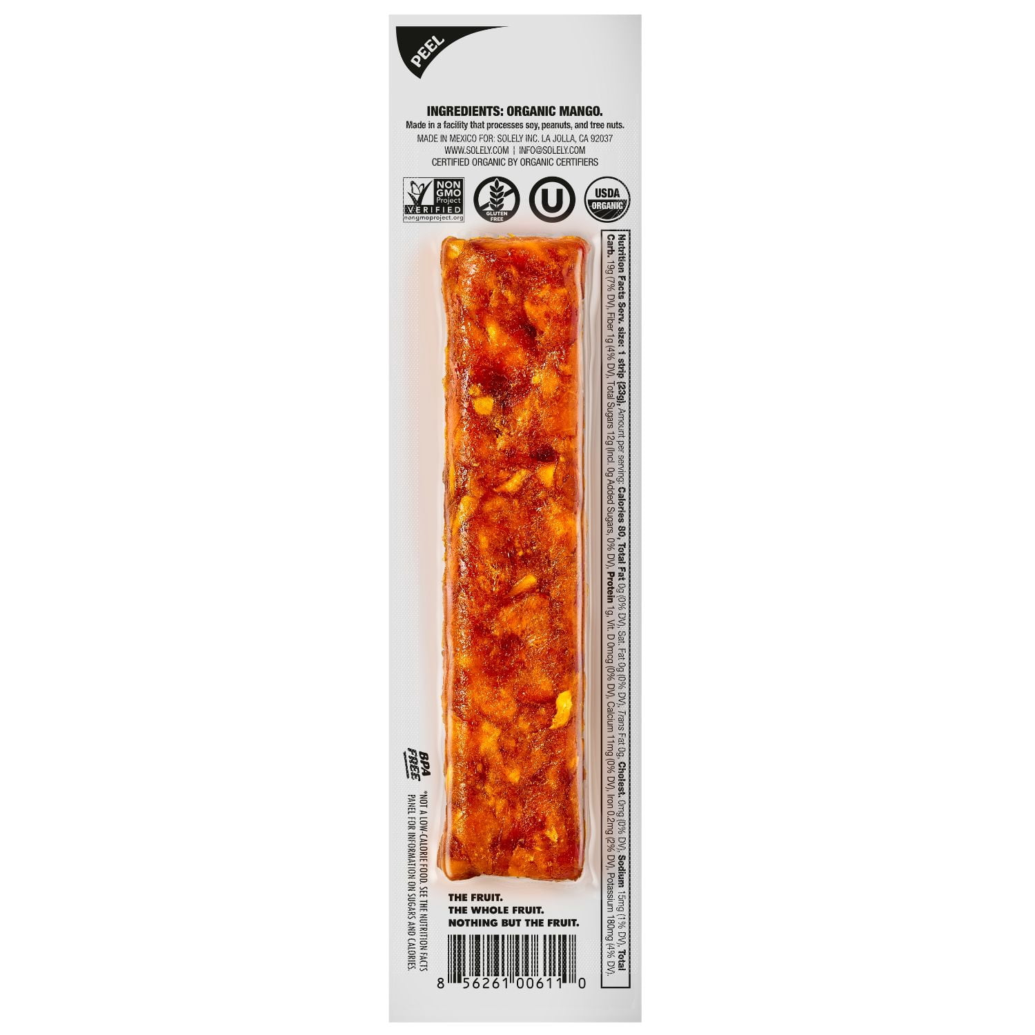 (4 pack) Solely Organic Mango Fruit Snack Jerky, Made with Real Fruit, 0.8 oz