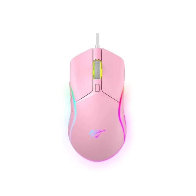 Mouse Gamer Havit Ms1029 Rosa Rgb 7200 Dpi Ergonómico