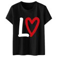 thumbnail image 4 of Men T Shirts Valentines Day Couples Themed Print Men's Round Neck Short Sleeve T Shirt Cozy Lightweight Fabric Comfortable Relaxed Fit Casual Top Mens Tshirts Graphic Black L, 4 of 4