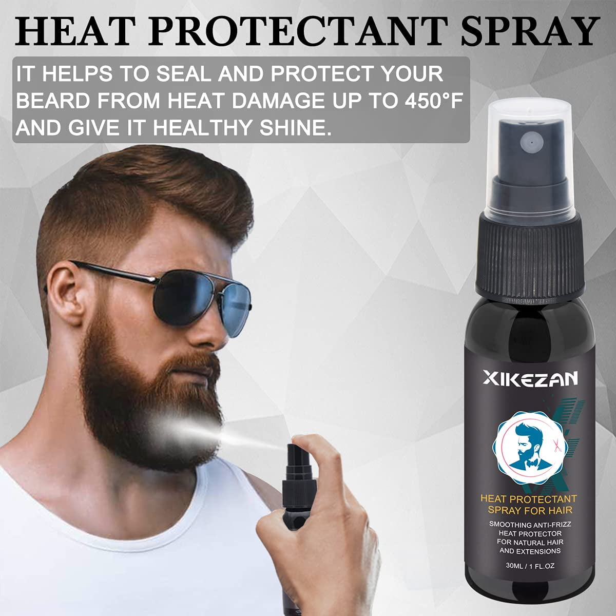Beard Straightener Beard Grooming Kit W Heat Protectant Spray