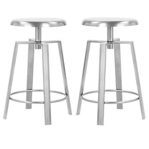 Home Square Silver Iron Counter and Bar Stool - Set of 2