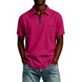 thumbnail image 5 of Men Half Zip Lapel Short Sleeve Polo Shirt Breathable Casual Chest Pocket Lightweight Solid Color Daily Tops XL, 5 of 5