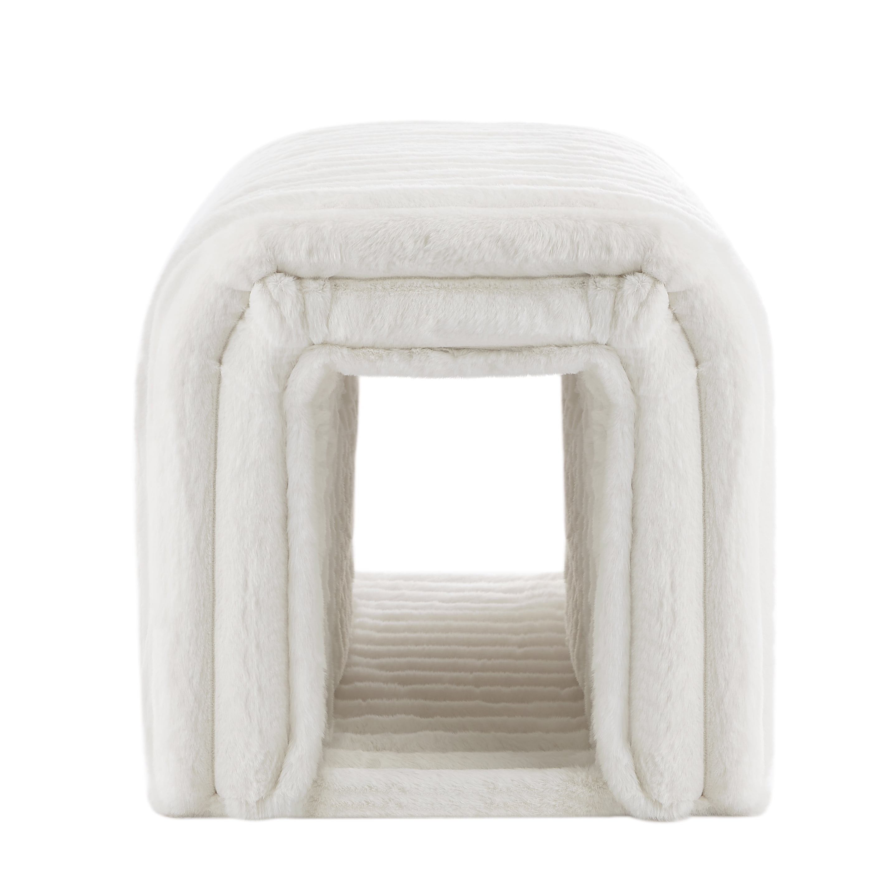 Aukfa Corduroy Storage Ottoman Bench, Upholstered Bench Cat House for Living Room/Entryway - Beige