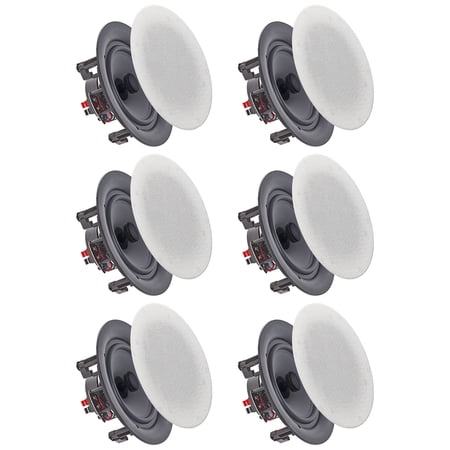 Vaiyer 5.25 Inch 2-Way Flush Mount In-Wall Speakers Set of 6 175W 8 Ohm Black