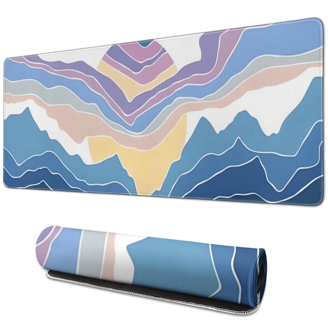 Japanese Wave XL Gaming Mouse Pad - Non-Slip Rubber Base, Stitched Edges for Extended Durability, Large Gaming Surface, 31.5 X 11.8 Inch