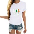 thumbnail image 1 of Camiseta de Manga Corta de Cuello Redondo Impresa de Primavera Superior de las Mujeres, Mezcla Ligera de Poliéster para Uso Diario Y de Fiesta Casual, 1 of 9