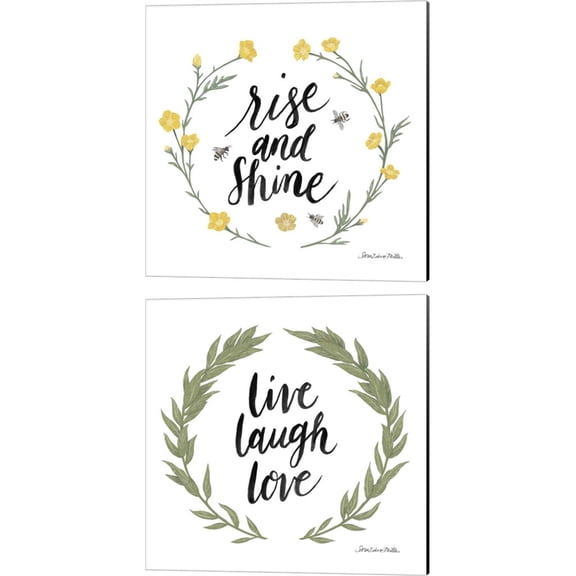 Great Art Now Happy to Bee Home Words by Sara Zieve Miller 2 Piece Canvas Art Set Each 14W x 14H