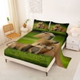 thumbnail image 2 of Erosebridal Cute Capybara Family Kid Bed Sheets, Green Brown King Sheets, 4-Piece, 2 of 5