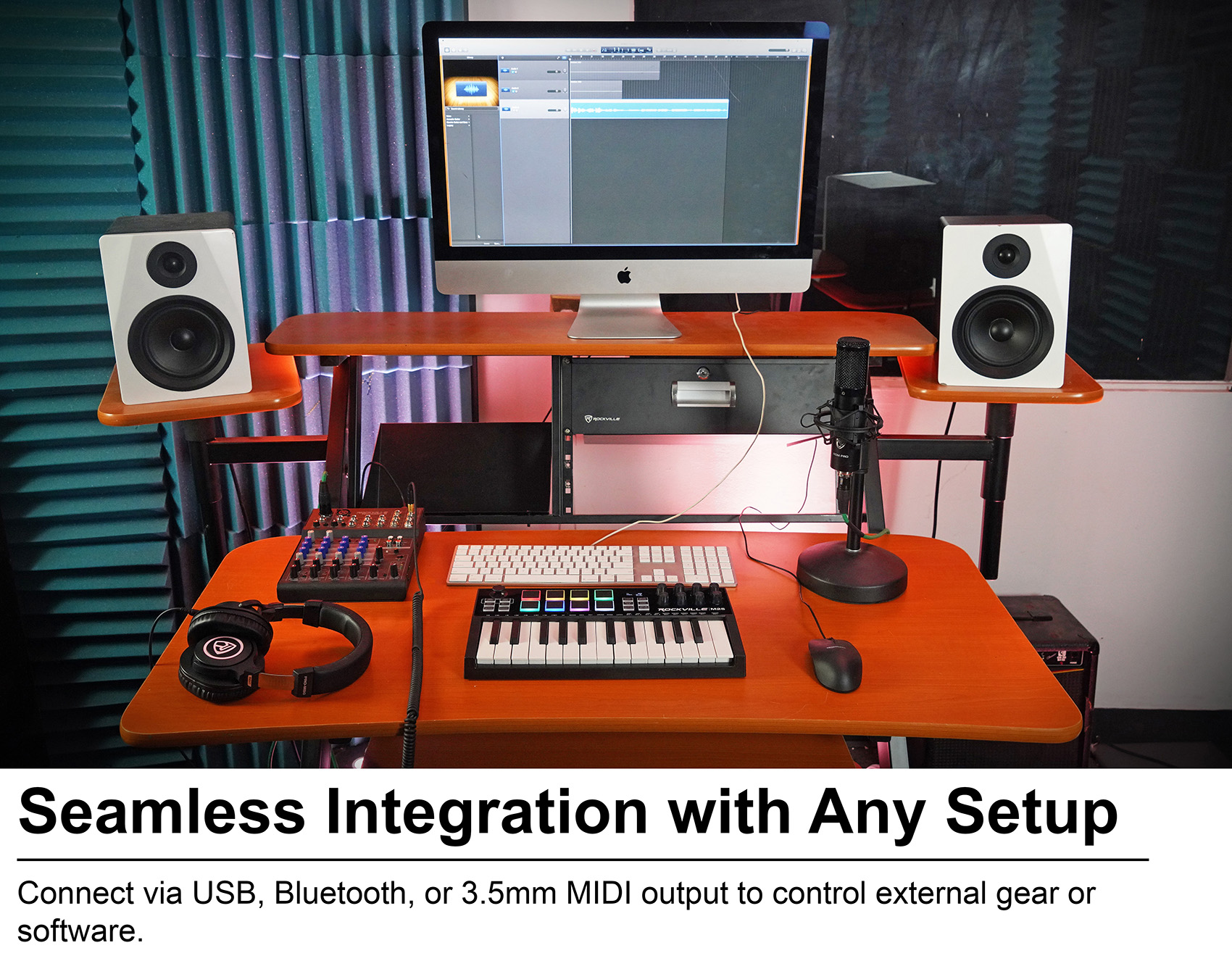 Rockville M25 BLACK 25 Key USB Wireless MIDI Keyboard Controller With Bluetooth