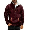 thumbnail image 2 of Donemore Men's Thermal Fleece-Lined Stand Collar Jacket with Zippered Pockets, Solid Color Casual Winter Outerwear Long Sleeve Coat, 2 of 4