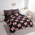 thumbnail image 3 of Homewish Cute Cartoon Ribbon Bedding Comforter Set 7pcs for Girl, Black Pink King Bedding Sets, Princess Bow-tie Reversible Bed Sheets, Super Cozy Room Decor, 3 of 7
