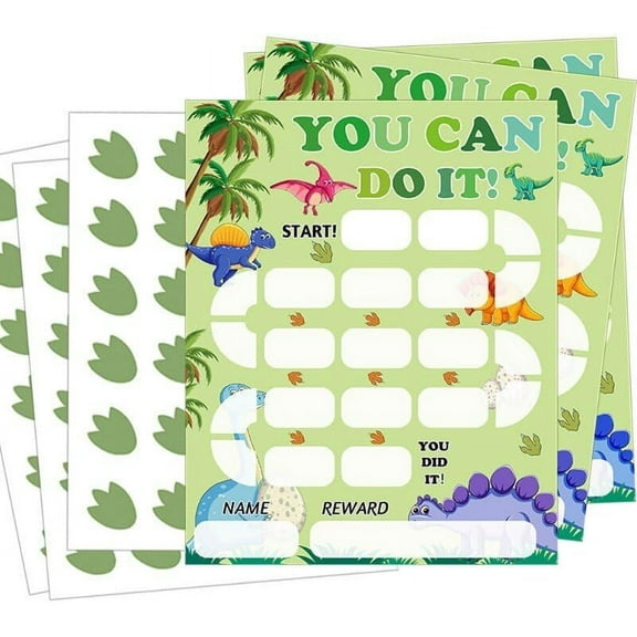 10 sets Dinosaur Reward Chart Cards with Stickers-Behavior Incentive Chart Card for Classroom, Home, Potty Training -Teacher Supplies & Student Chore Chart