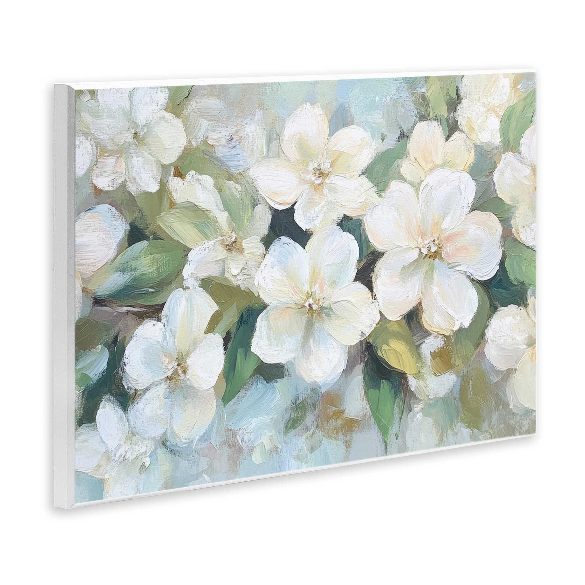 Stupell Industries Painted White Flowers in Leaves Wall Plaque Art, design by Petal Prints Design