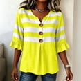 thumbnail image 5 of Ihhxva Women's Cotton Tops Striped V-Neck Blouse Loose Fit Button Detail Ruffle Sleeve Top Casual Summer Chic Flowy Tunic with Breathable S-2XL, 5 of 7
