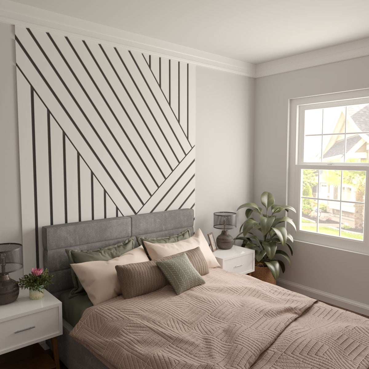 Ekena Millwork 47"H x 3/8"T Adjustable PVC Slat Wall Panel Kit with 4"W Slats, Unfinished (contains 11 Slats)